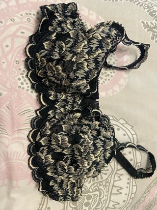 Sujetador Rosy encaje floral negro y beige