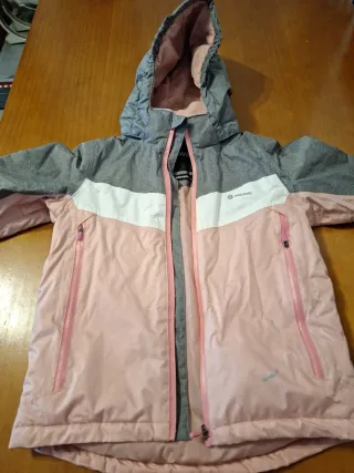 Traje de esquí niña rosa y gris talla 6