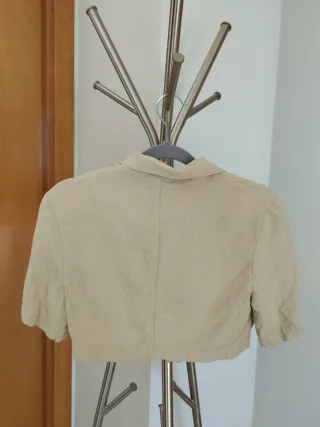 Bershka Top Corto Lino Manga Corta