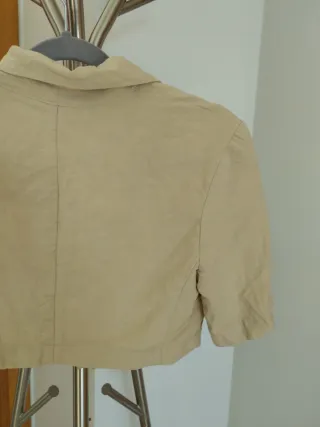 Bershka Top Corto Lino Manga Corta