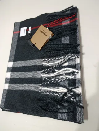 Bufanda Burberry Negro Cuadros cachemira