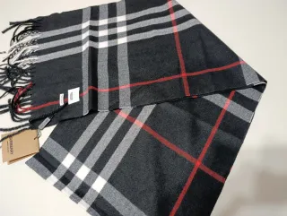 Bufanda Burberry Negro Cuadros cachemira