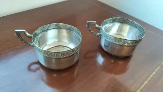 2 Tazas Antiguas Metal Plateado
