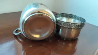 2 Tazas Antiguas Metal Plateado