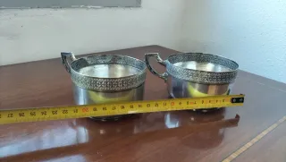 2 Tazas Antiguas Metal Plateado