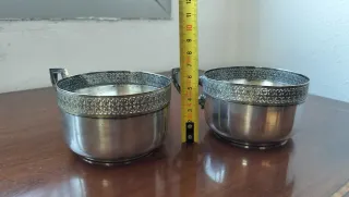 2 Tazas Antiguas Metal Plateado
