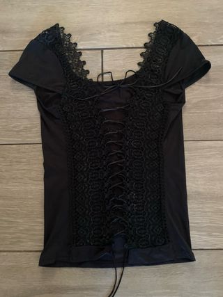 Top Corset Negro Encaje Espalda