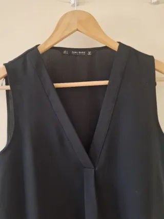 blusa fiesta Zara sin mangas negra Talla S