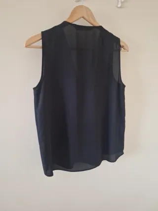 blusa fiesta Zara sin mangas negra Talla S