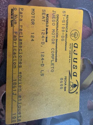 Juego Juntas Motor Completo SEAT 124 D-LS