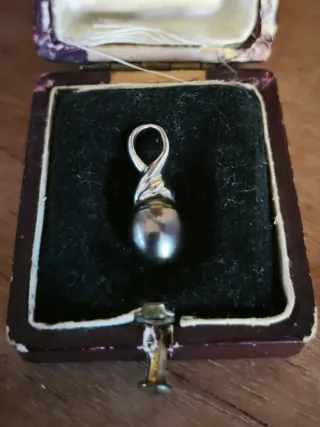 Colgante Oro Perla Negra Tahití