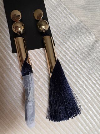 Pendientes largos Mango dorados y azules