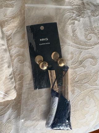 Pendientes largos Mango dorados y azules