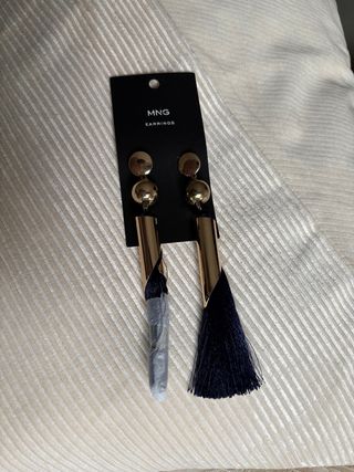 Pendientes largos Mango dorados y azules