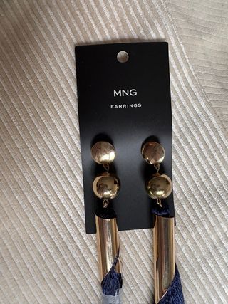 Pendientes largos Mango dorados y azules