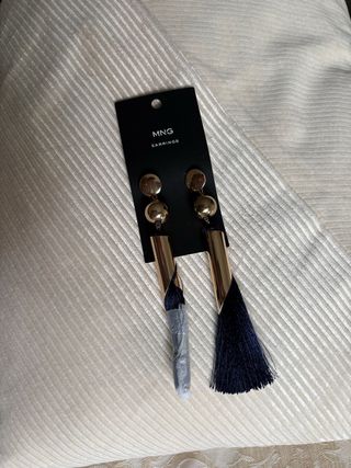 Pendientes largos Mango dorados y azules