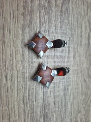 Pendientes Lotus Madera y Acero Mujer