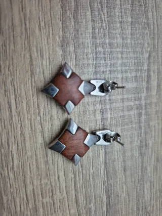 Pendientes Lotus Madera y Acero Mujer