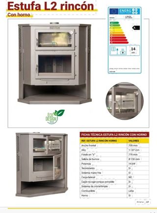 NUEVA Estufa de leña gris con horno