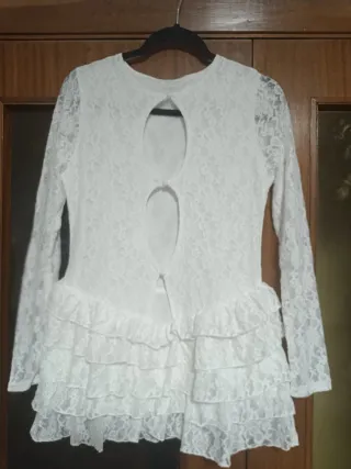 Minivestido blanco con volantes Talla L