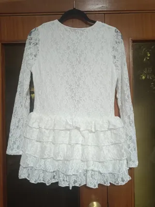 Minivestido blanco con volantes Talla L