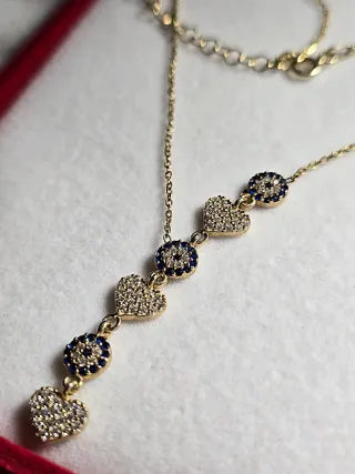 Collana Cuori e Occhi Blu