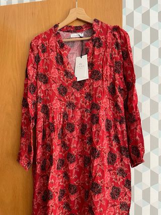 Vestido maxi estampado floral rojo