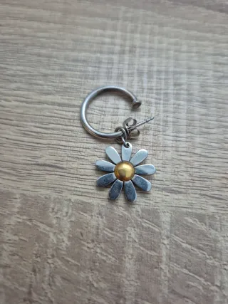 Conjunto colgante y pendientes flor acero/oro