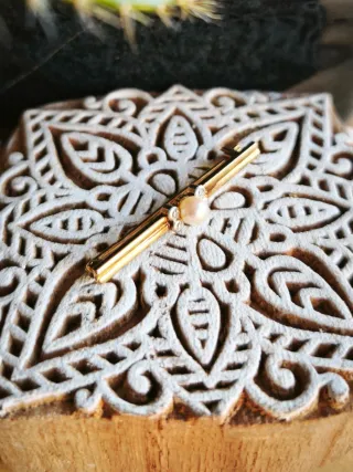 Broche oro perla y diamantes