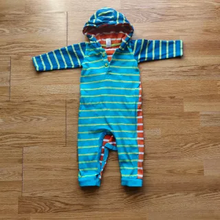Tuta neonato con cappuccio a righe 100%cottone