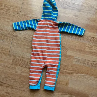 Tuta neonato con cappuccio a righe 100%cottone