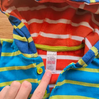 Tuta neonato con cappuccio a righe 100%cottone