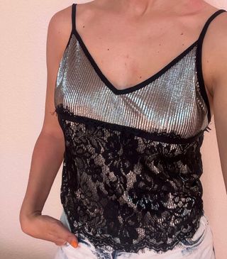 Tops encaje y brillo. Ideal Navidad. T/S-M