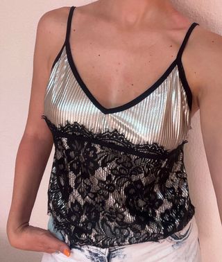 Tops encaje y brillo. Ideal Navidad. T/S-M