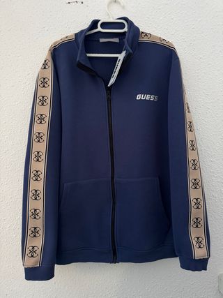 Sudadera Guess Azul con Detalles Beige
