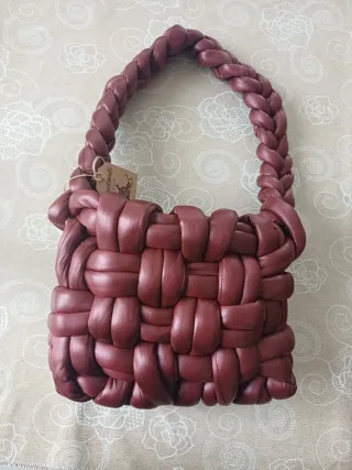 Borsa ecopelle intrecciata bordeaux