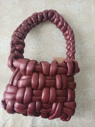 Borsa ecopelle intrecciata bordeaux