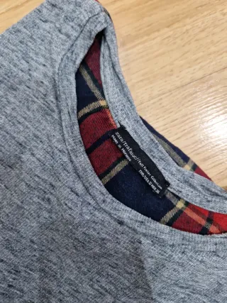 Camiseta Zara gris cuadros Talla S