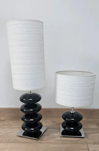 2 Lampade da Tavolo Nero in Pietra