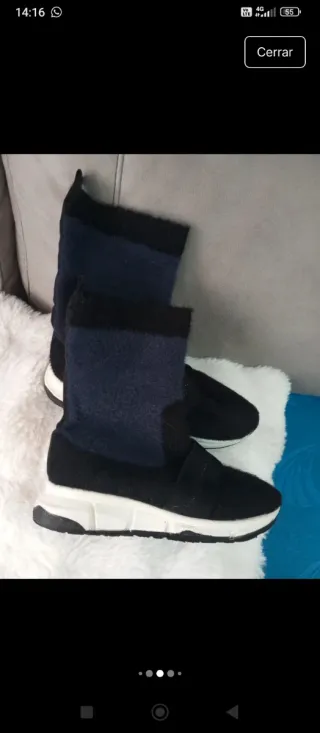Botas calcetín pelo azul y negro T37