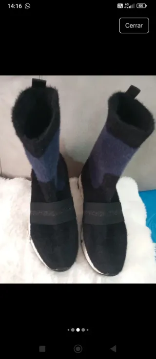 Botas calcetín pelo azul y negro T37