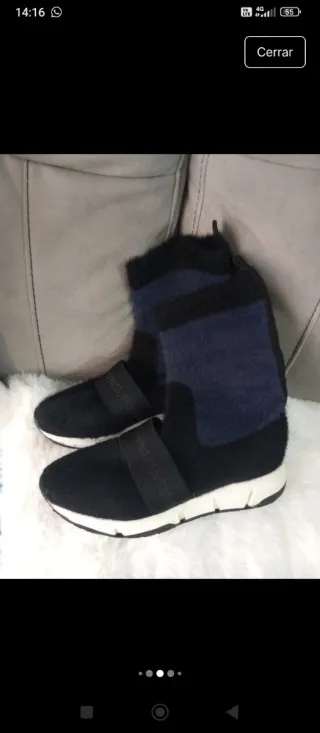 Botas calcetín pelo azul y negro T37