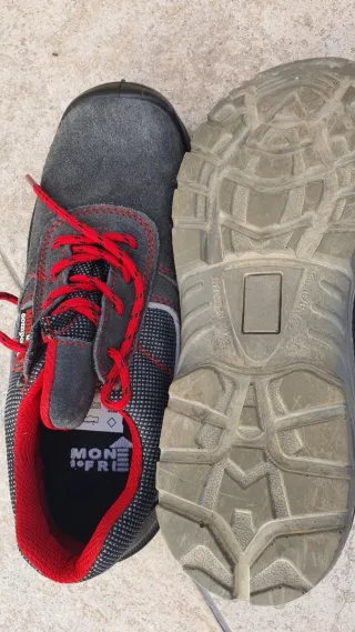 Zapatos de seguridad grises y rojos, talla 39