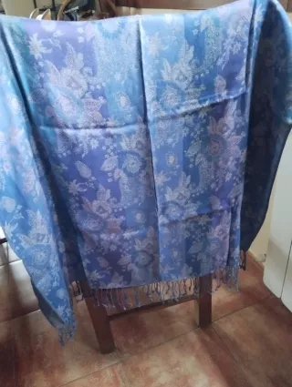 Splendido sciarpa/foulard donna blu e viola