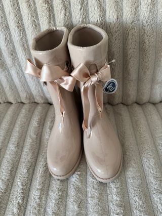 Botas de agua niña rosa con lazo