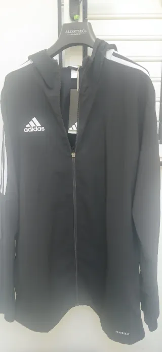 Giacca a vento Adidas nera con cappuccio nuova