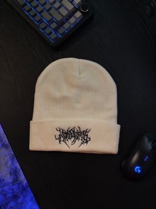 Cappello Beanie Panna Ricamo Black Metal
