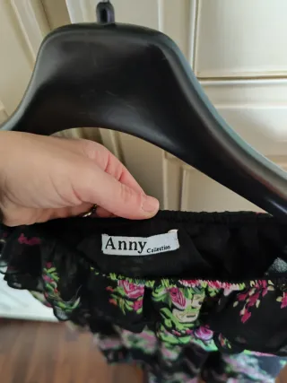 Top donna floreale nero e rosa