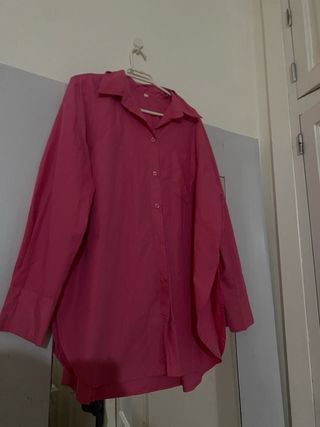 Confezione da 2 Camicie Satin Oversize Verde e Rosa