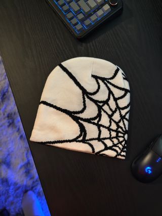 Cappello Beanie Ragnatela Y2K Bianco Nero